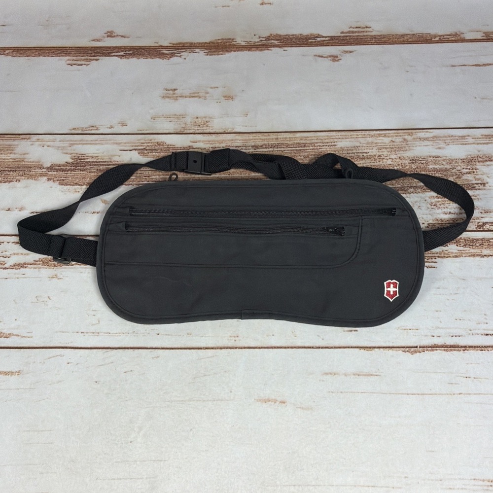 Victorinox Travel Fanny Pack Black Nylon Adjustable Belt Money Waist Bag
